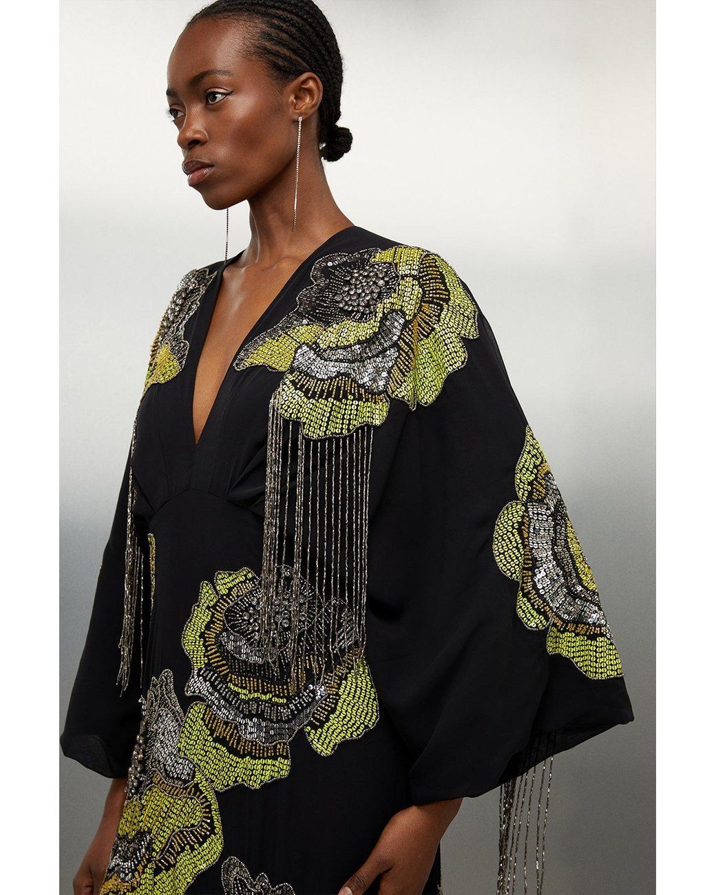 Karen millen black hotsell and gold dress