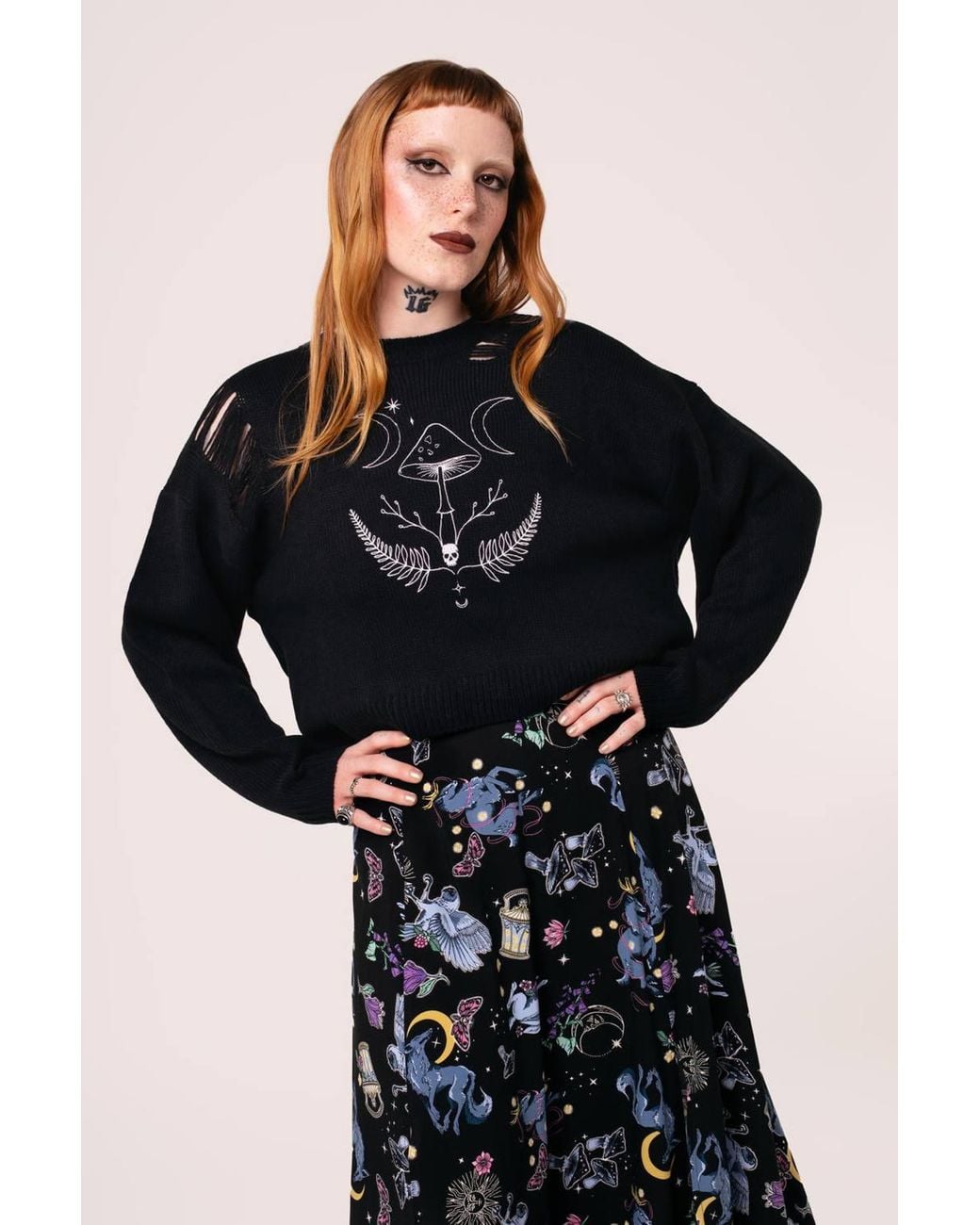 Hell Bunny Black Russula Halloween Style Bold Jumper
