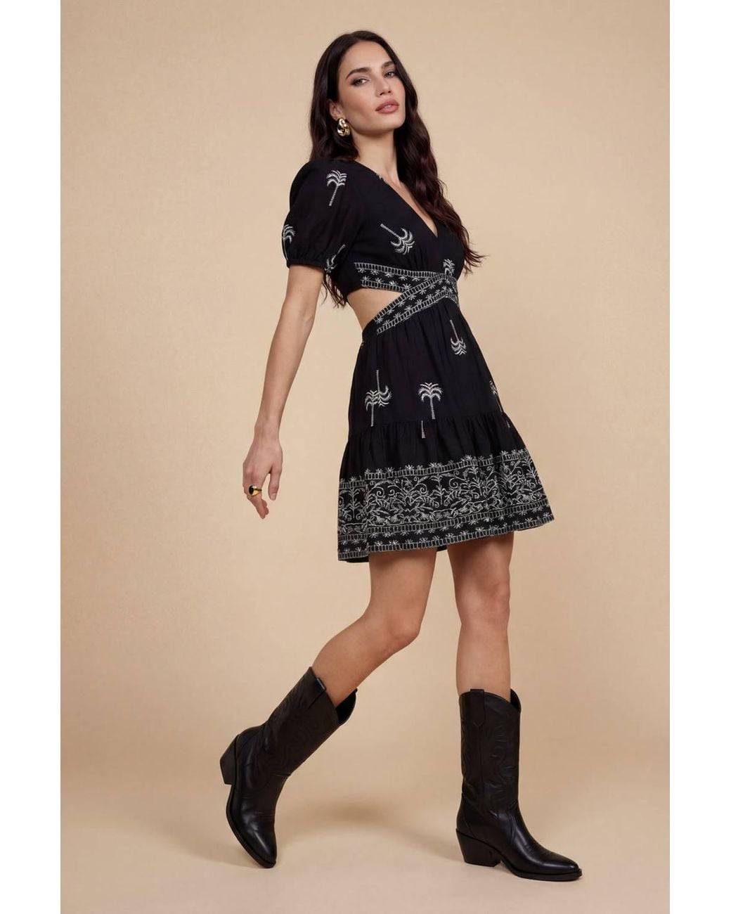 Urban Bliss Black Open Back Tiered Mini Dress