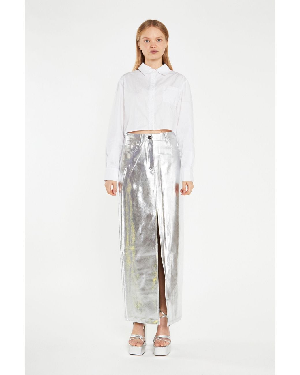 Shnoo White Straight Fit Maxi Skirt