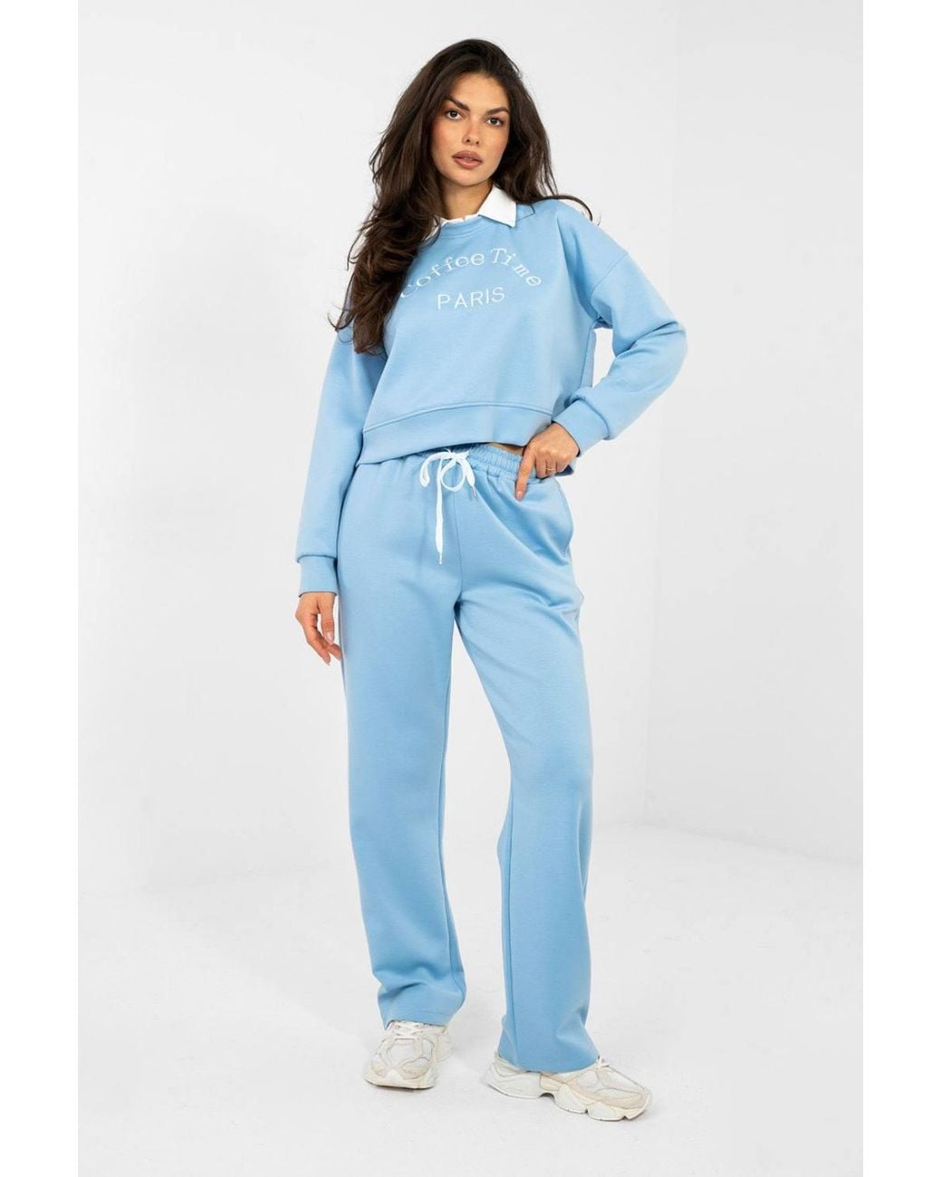 Love Lace Blue Hoodie & Straight Leg Pants Set