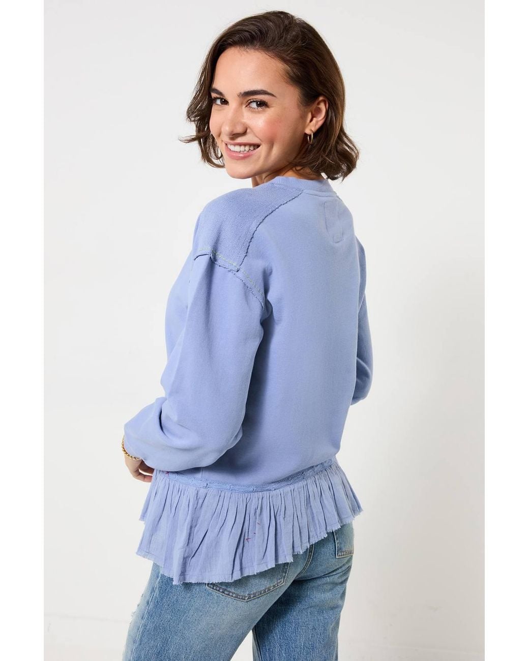 Joe Browns Blue Drop Shoulder Embroidered Sweatshirt