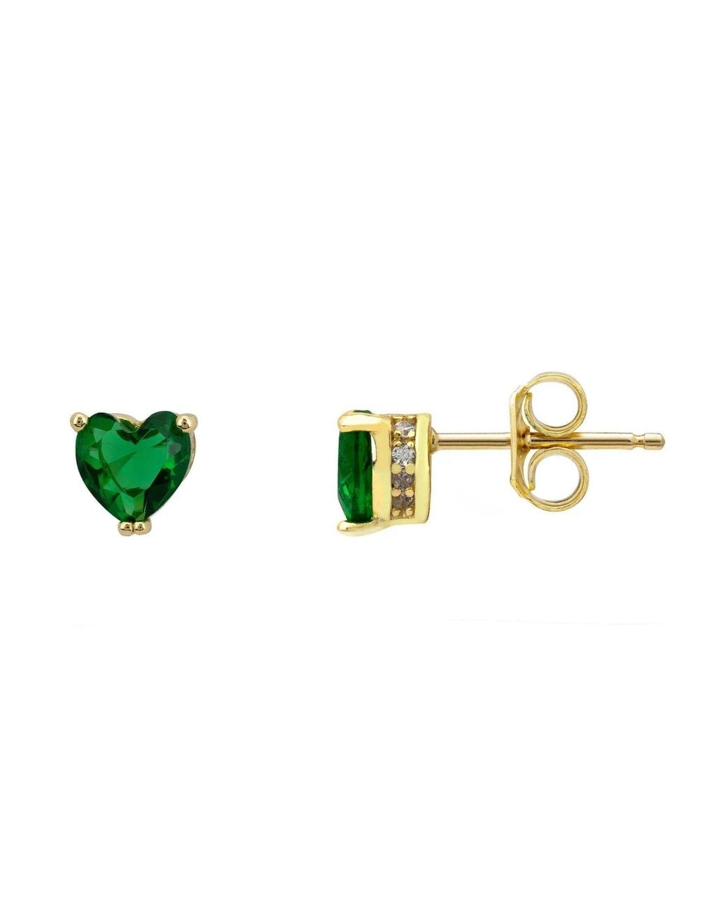 Latelita London Green Asscher Cut Heart Stud Earrings Emerald