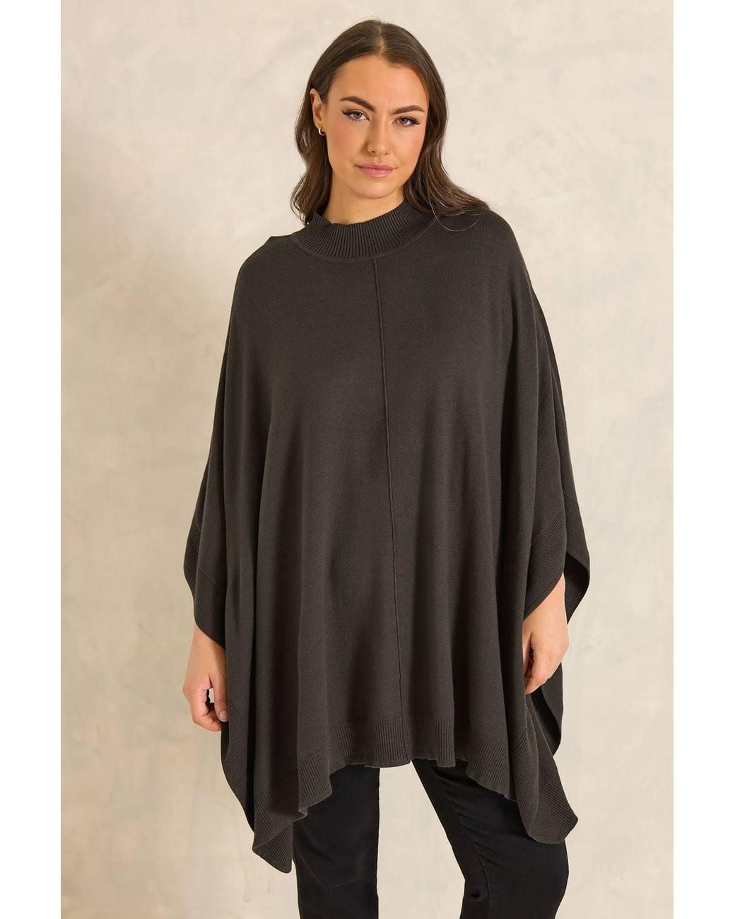 Evans Black Seam Detail Knitted Cape