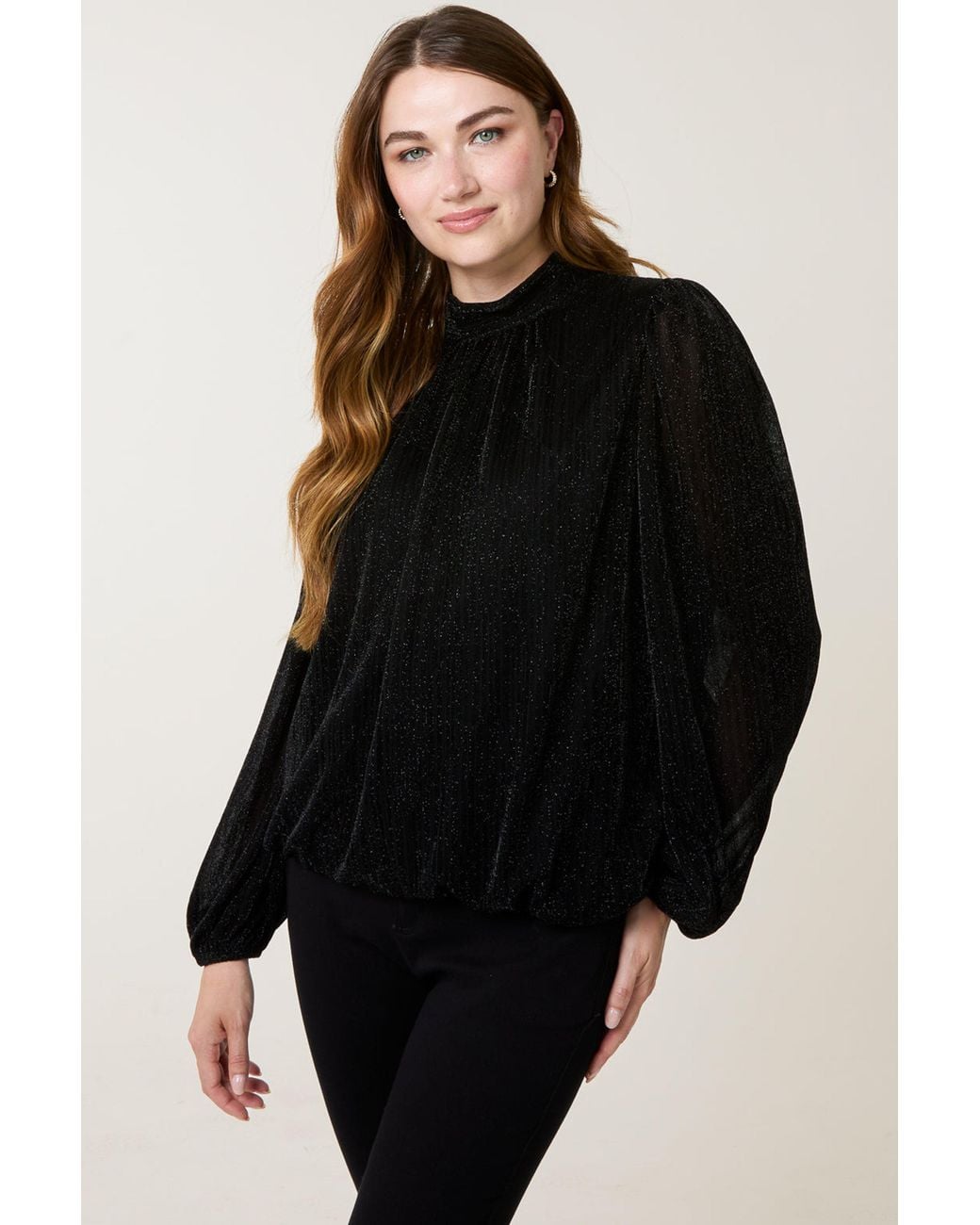 Blue Vanilla Black Long Sleeve Turtleneck Blouse
