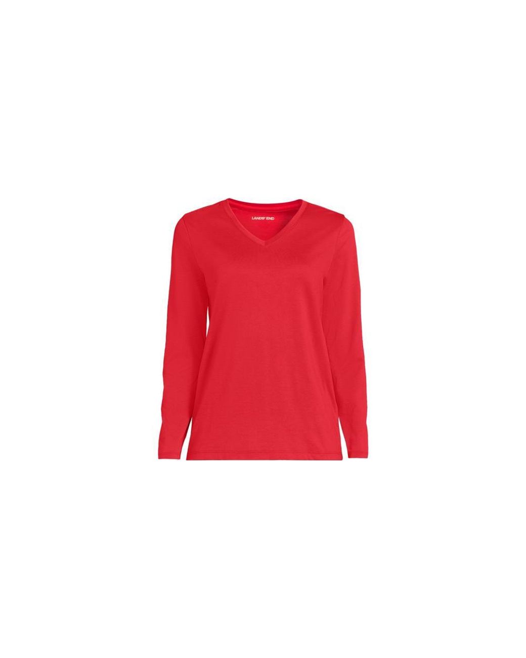 Lands' End Red Plus Supima Long Sleeved T-Shirt