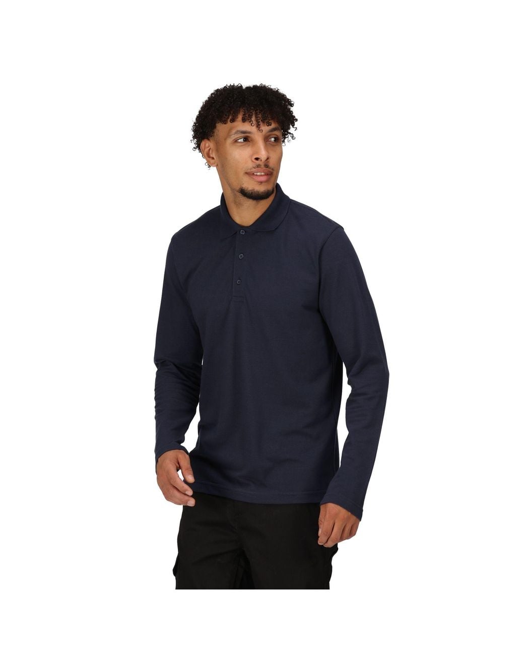Regatta Blue Long-Sleeved Polo Shirt for men