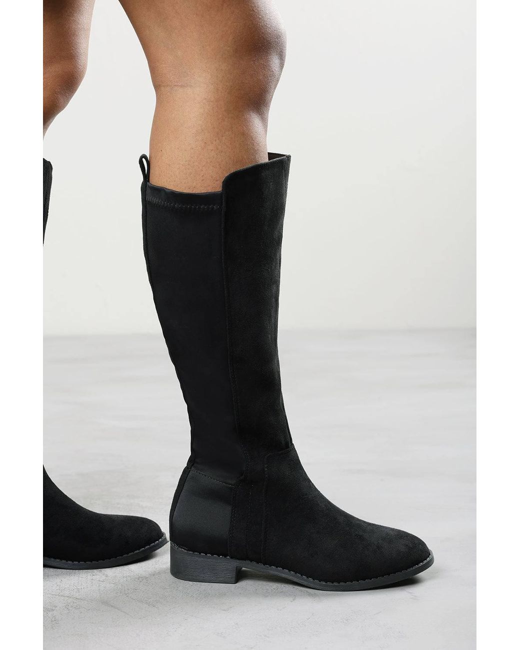 Where's That From Black 'Jirelle' Round Toe Knee High Boots With Side Zip Closure