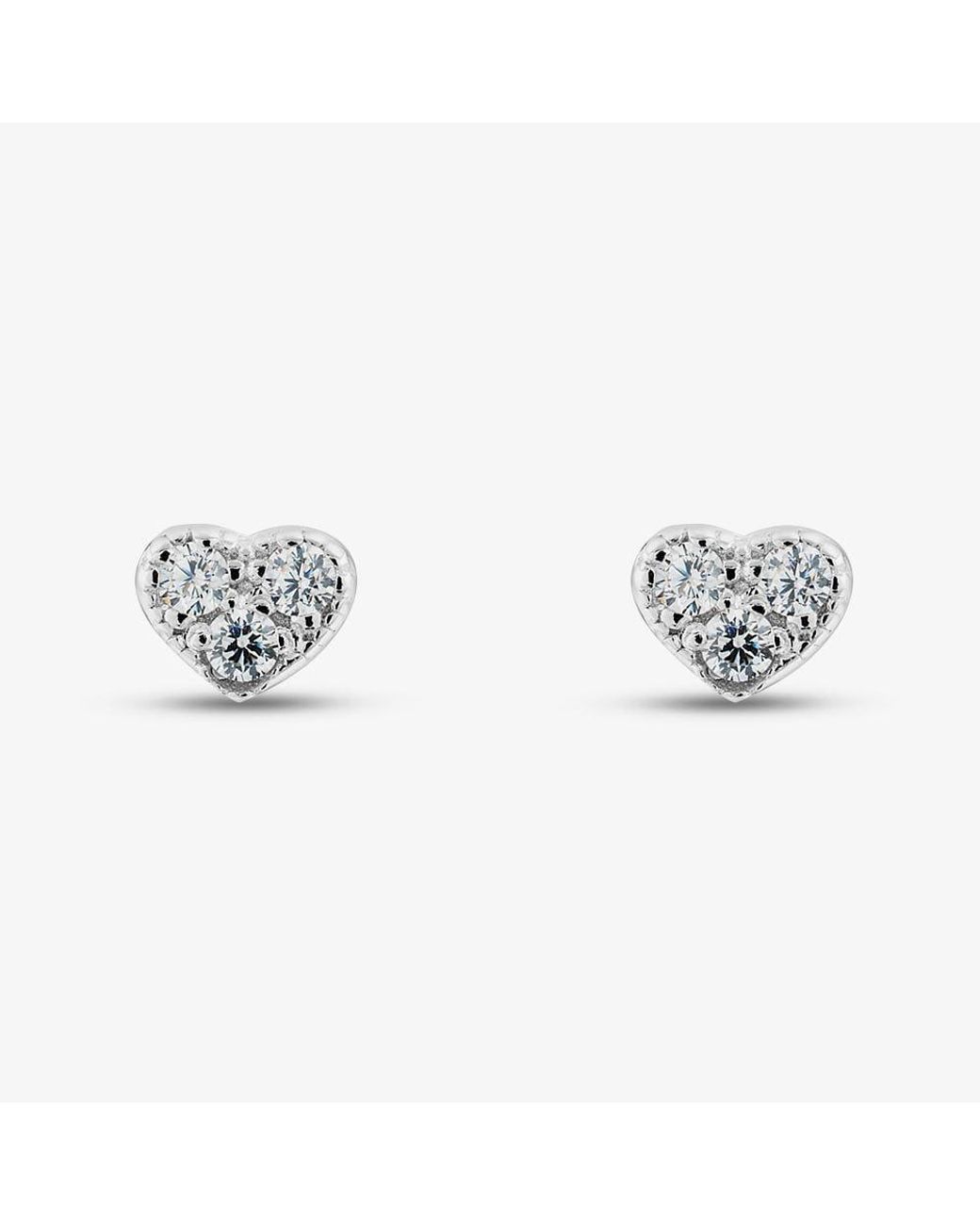 T.H.Baker Metallic Sterling Cubic Zirconia Heart Stud Earrings E6167C