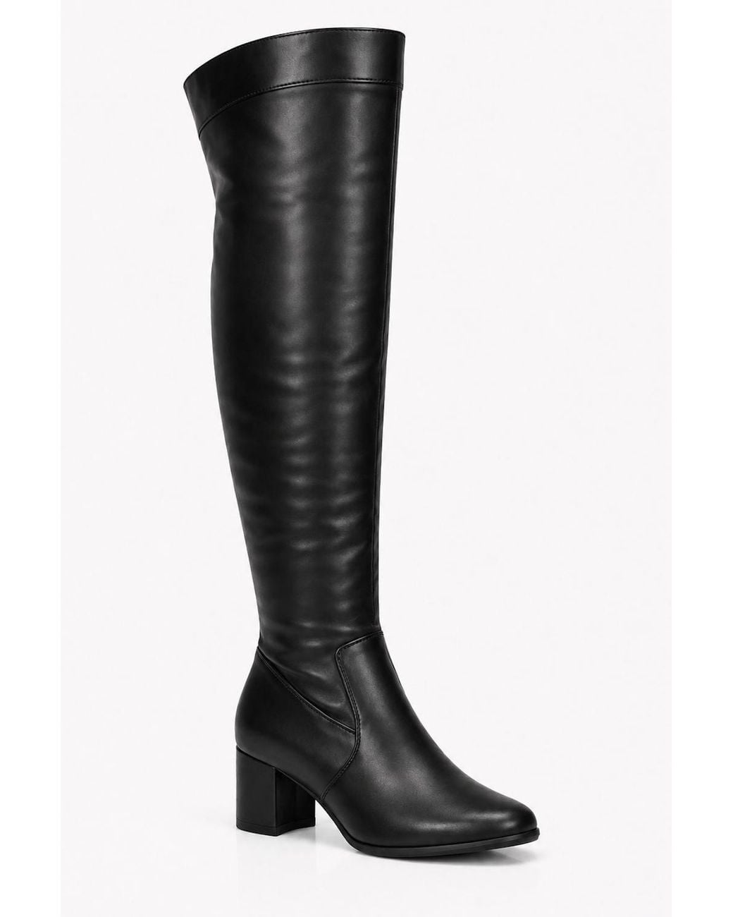 Spot on Green Extra Wide Fit Over The Knee Block Heel Stretch Boot