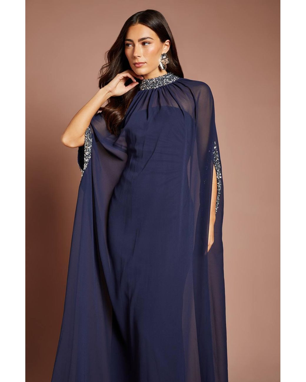 Coast Blue Muse Chiffon Cape Dress
