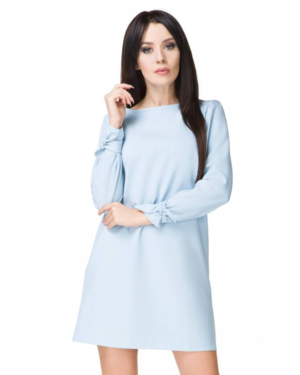 Love Lace Blue Elegant Boat Neck Trapeze Mini Dress