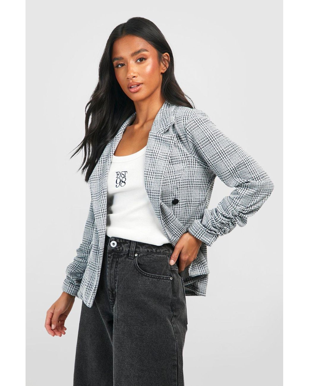 Petite grey blazer clearance