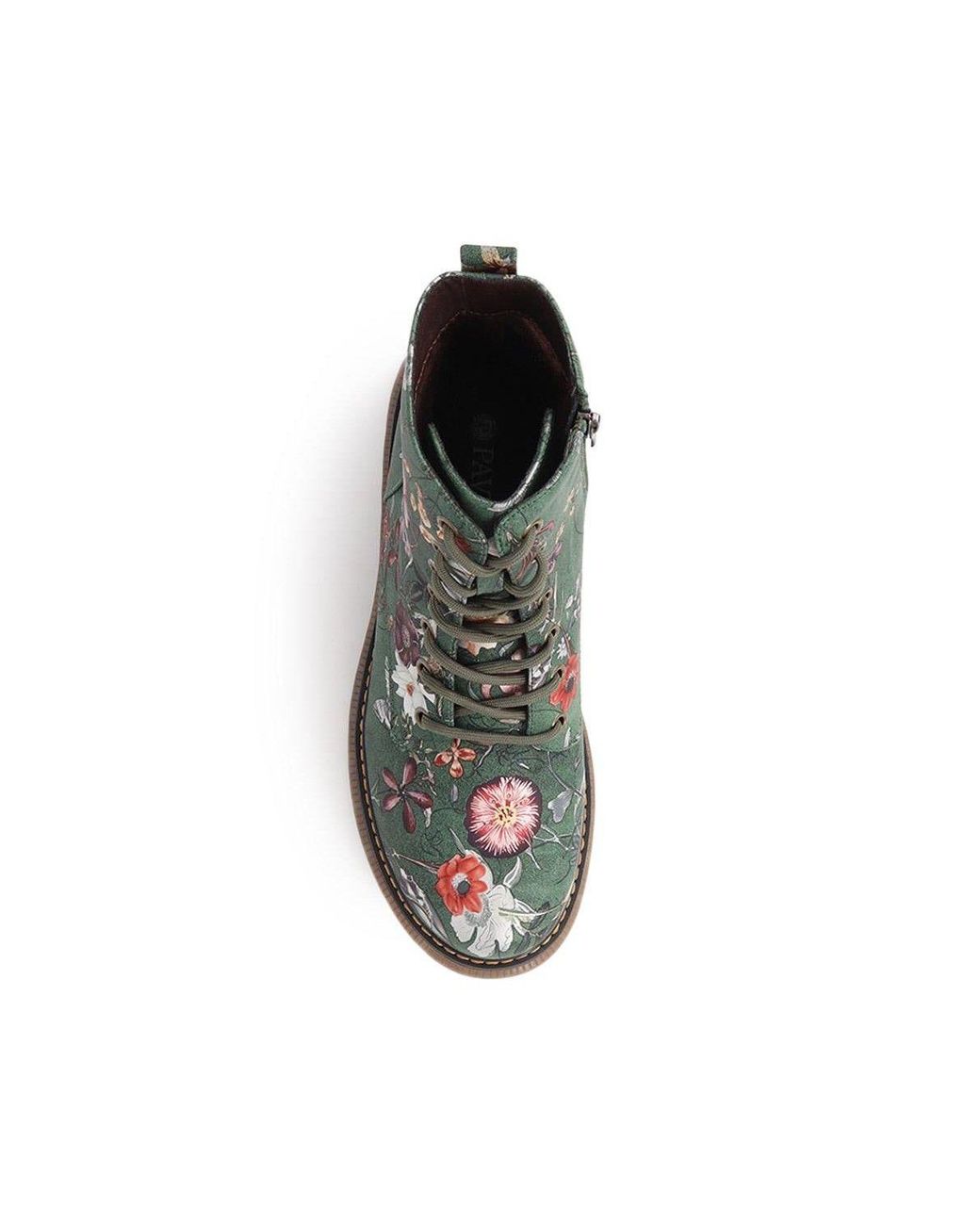 Pavers Black Lace-Up Floral Boots
