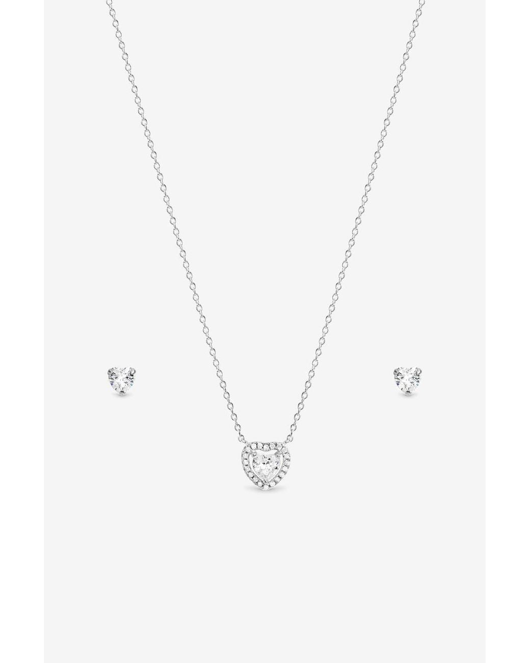 Simply Silver Gray Sterling Plated Halo Heart Set