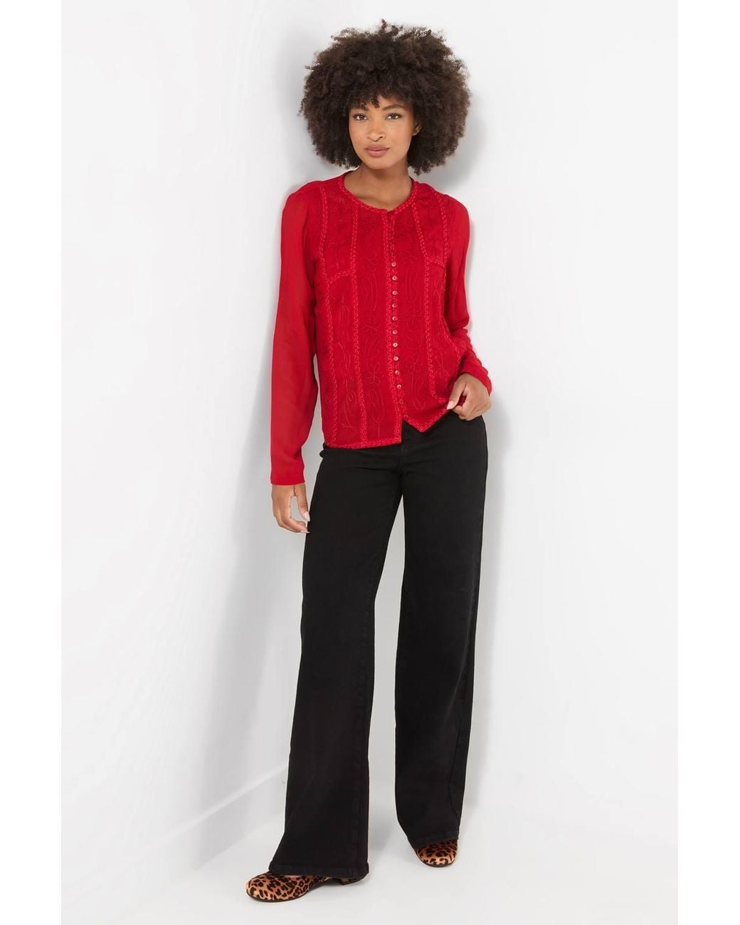 Joe Browns Emily Embroidered Button Through Blouse With Cami