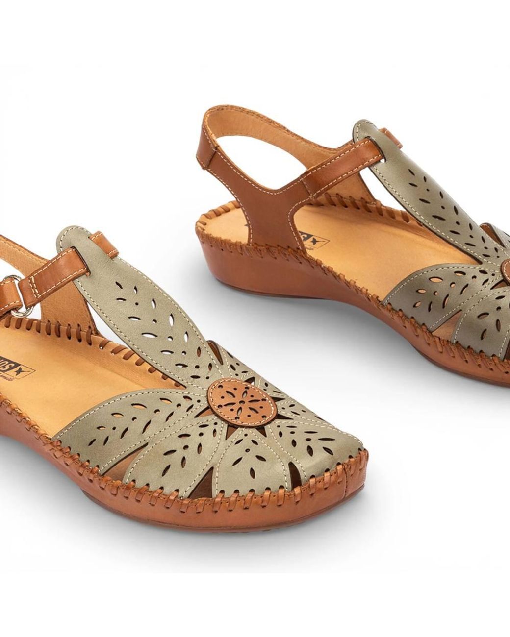 TruClothing Brown Tan Leather Cushioned Wedge Sandal Shoes