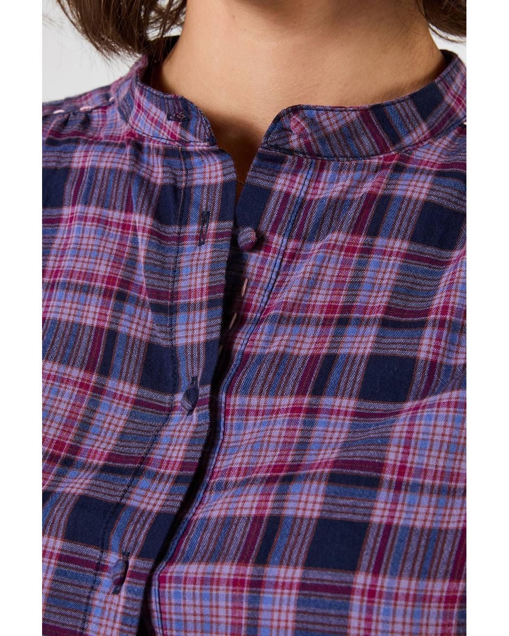 Joe Browns Purple Sophia Checked Blouse With Sheering Detail