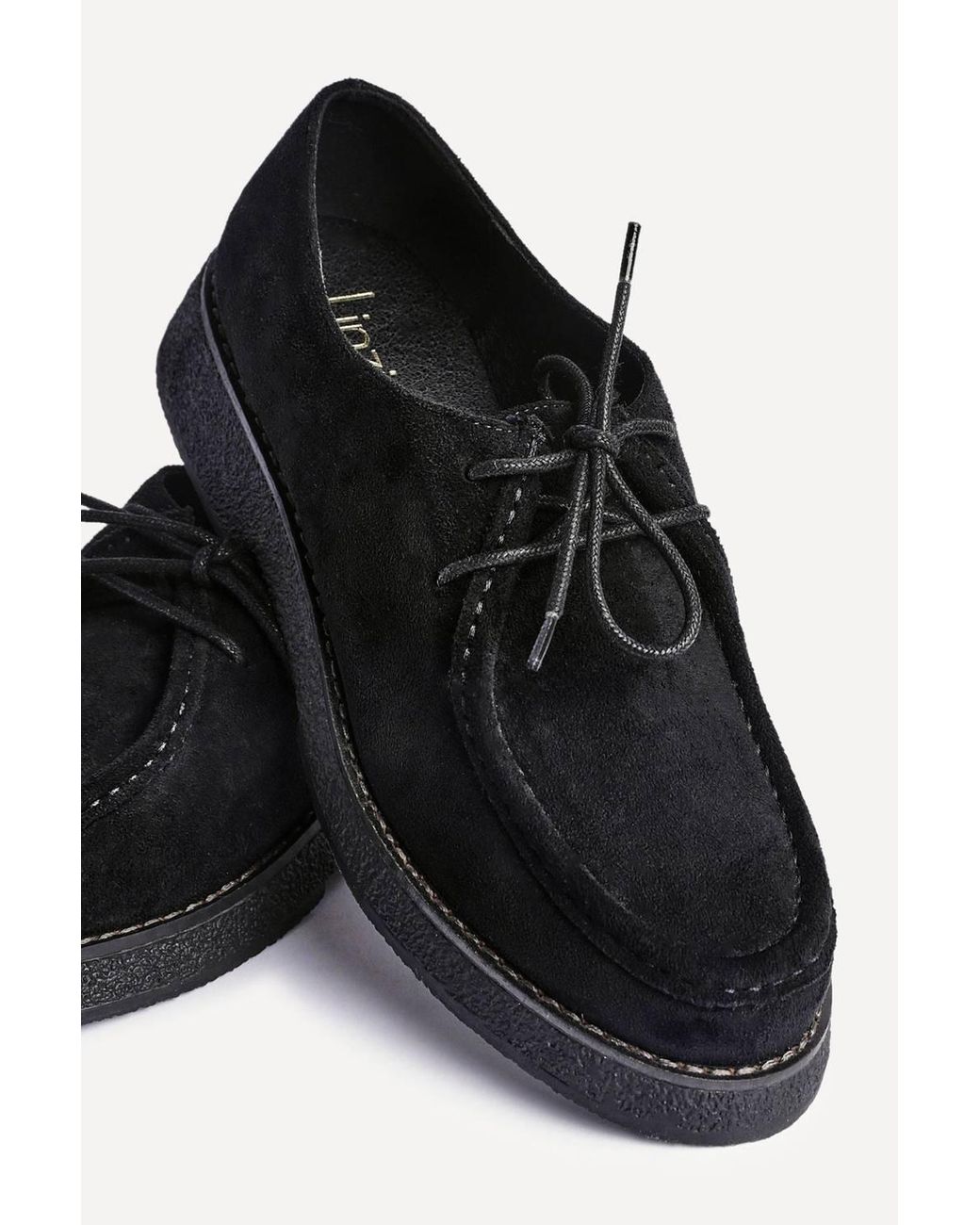 Linzi Black Perth Faux Suede Laced Chunky Loafer