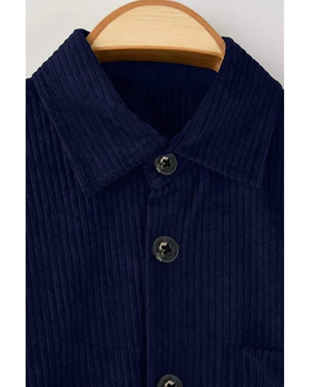 WOVCOR Blue Corduroy Regular Fit Button-Up Shirt for men