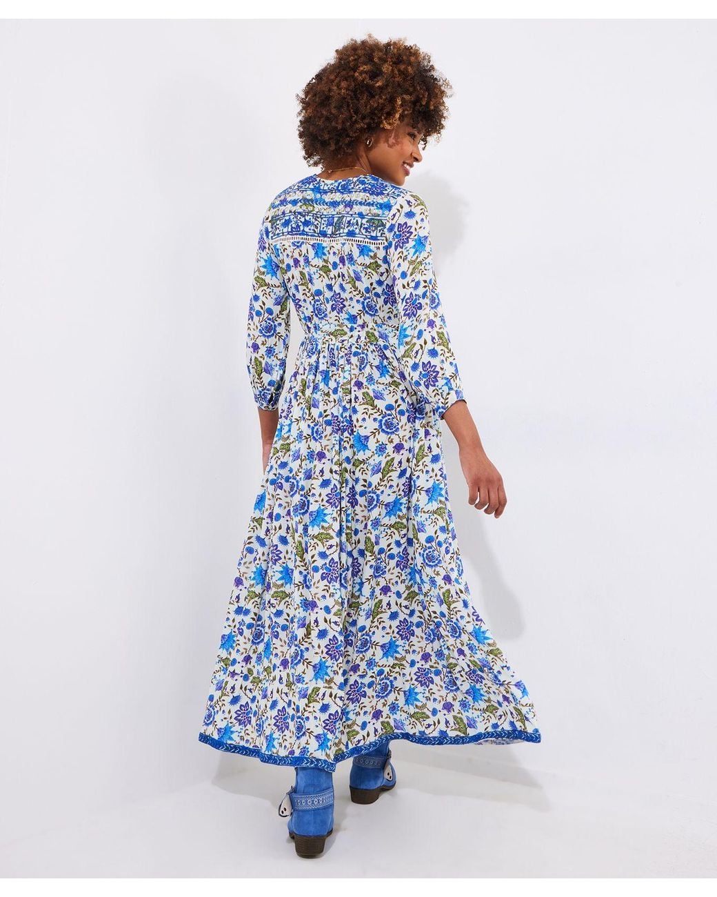 Joe Browns Blue Petite Sequin Embellished Boho Floral Maxi Dress