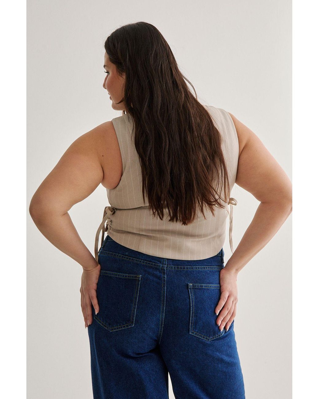 Nasty Gal Blue Plus Tailored Pinstripe Tie Side Vest