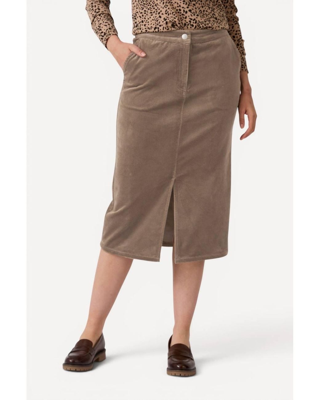DAMART Brown Cotton Rich Cord Skirt