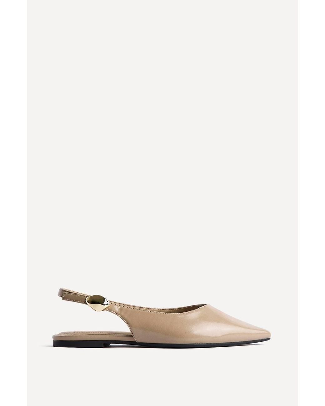 Linzi White Profile Faux Leather Ballet Flats