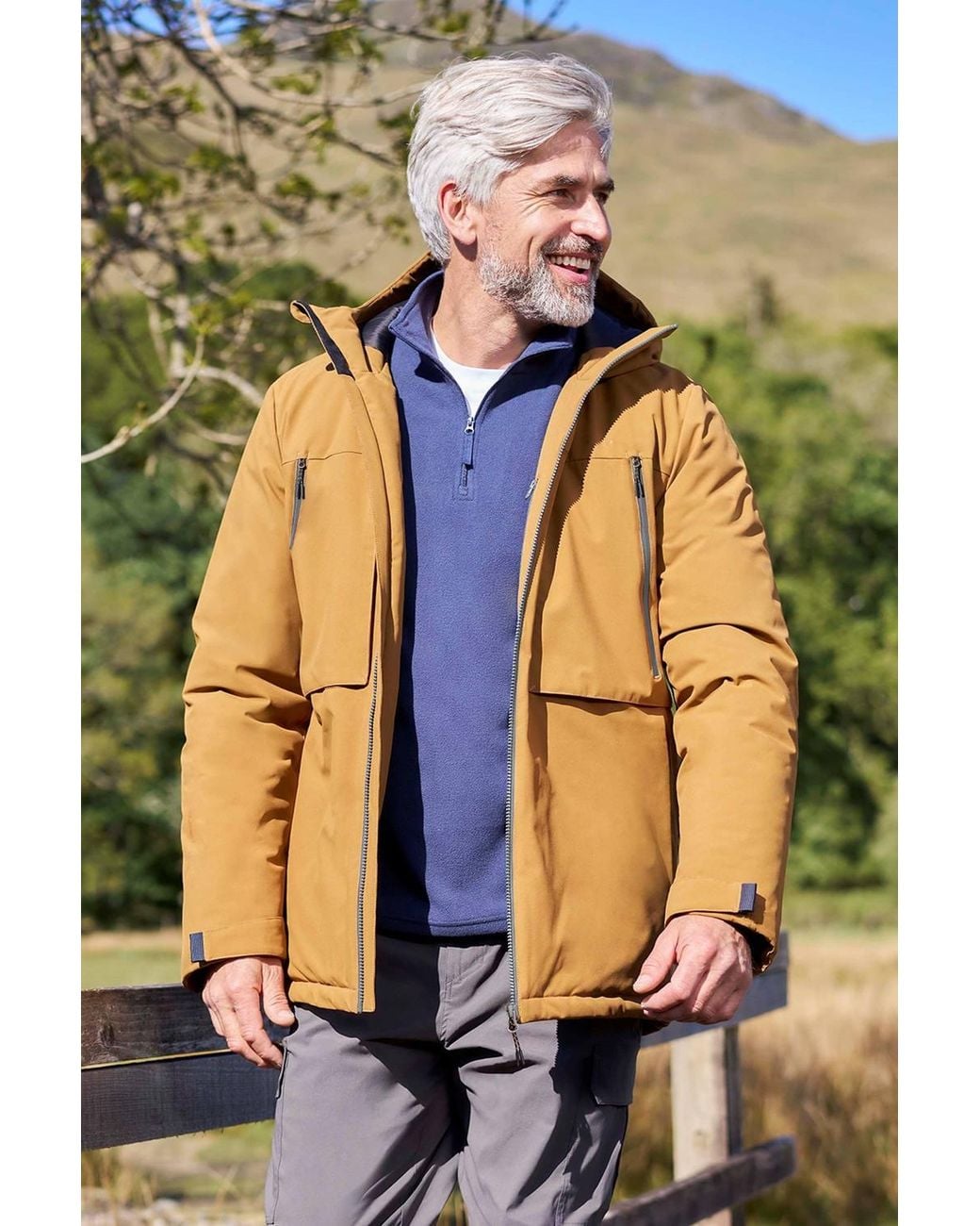 Mountain Warehouse Brown 'Langdon' Water Resistant Padded Hooded Full Zip Winter Parka Jacket for men