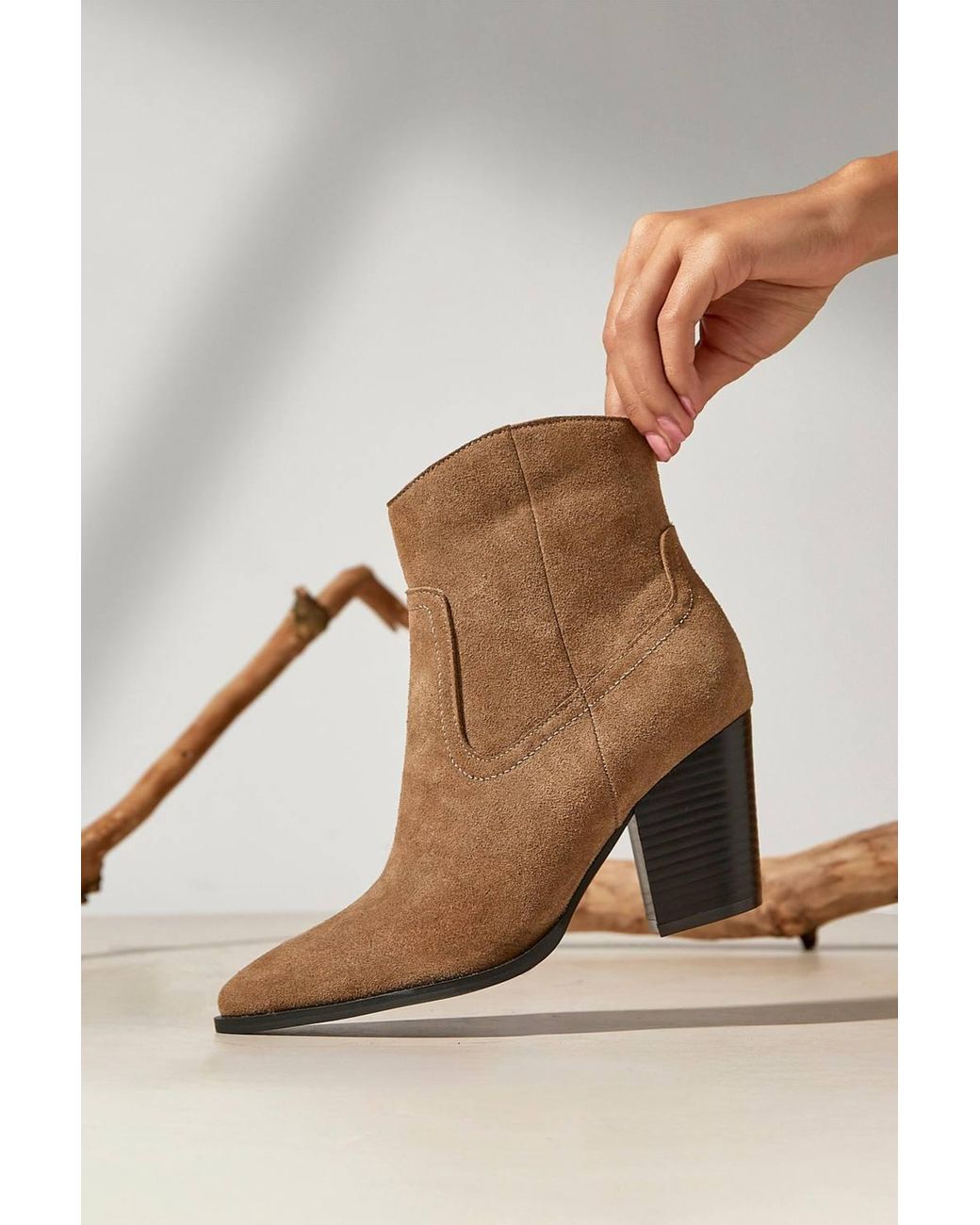 Linzi Natural Canyon Sand Suede Leather Western Ankle Boots