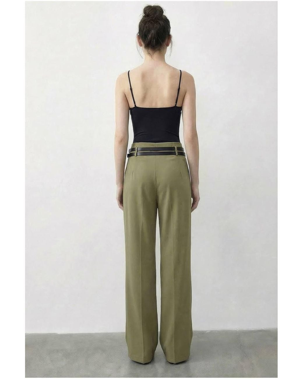 Bianco Lucci Green High Waist Wide Leg Pants
