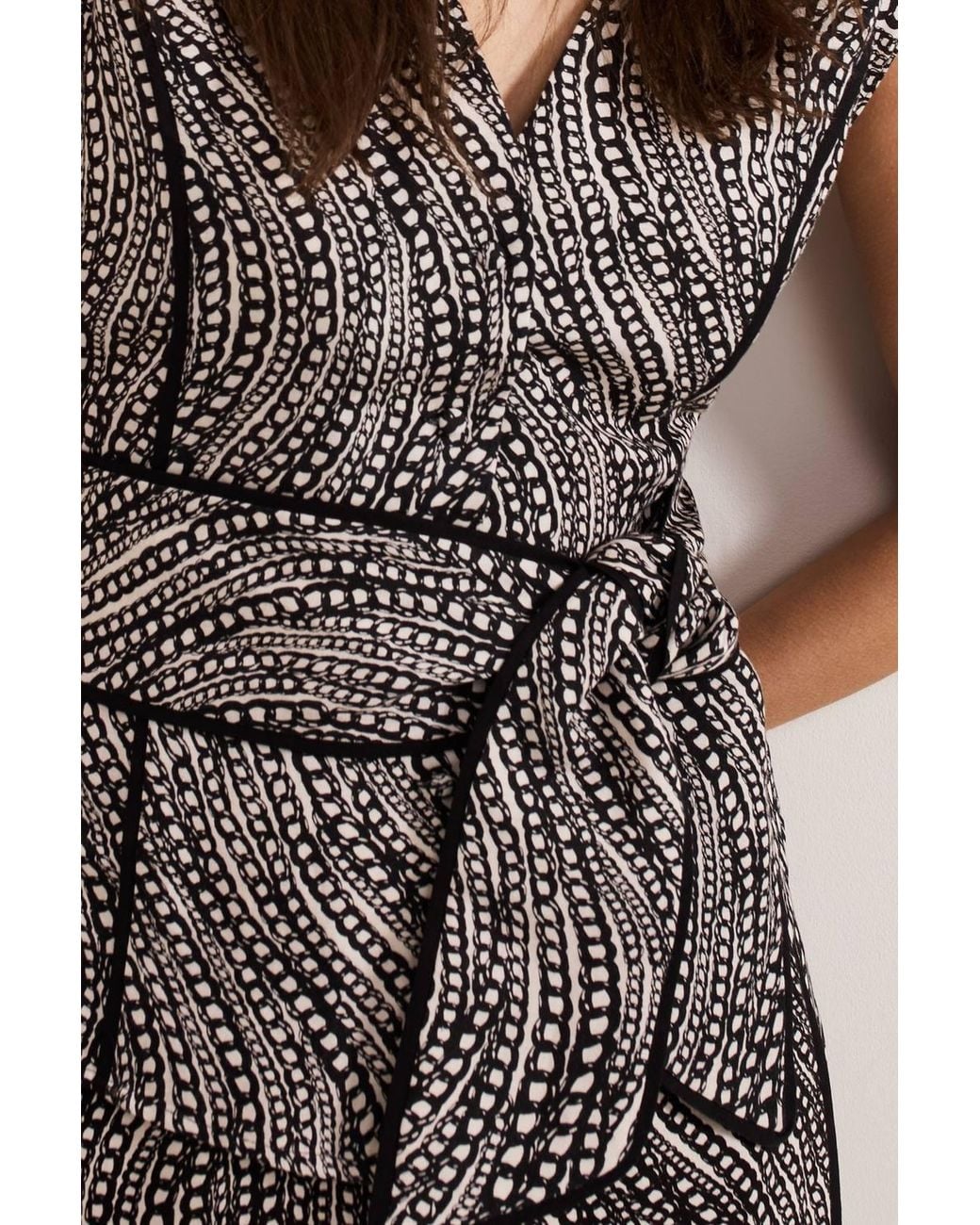 Phase Eight Brown Mariana Tie-Waist Printed Linen Top
