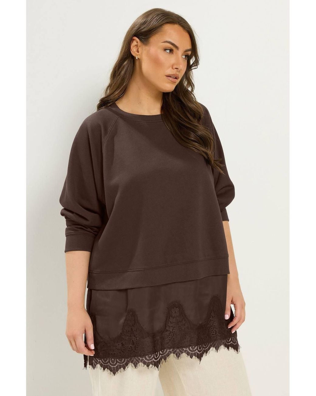 Yours Brown Lace 2-In-1 Jumper