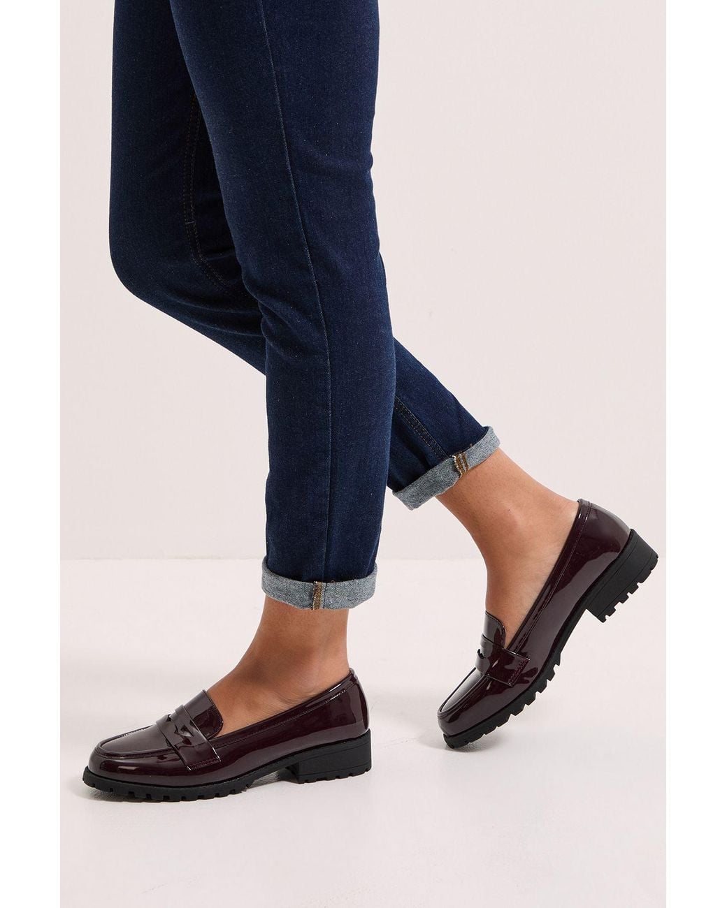 Dorothy Perkins Blue Wide Fit Leoni Chunky Loafers