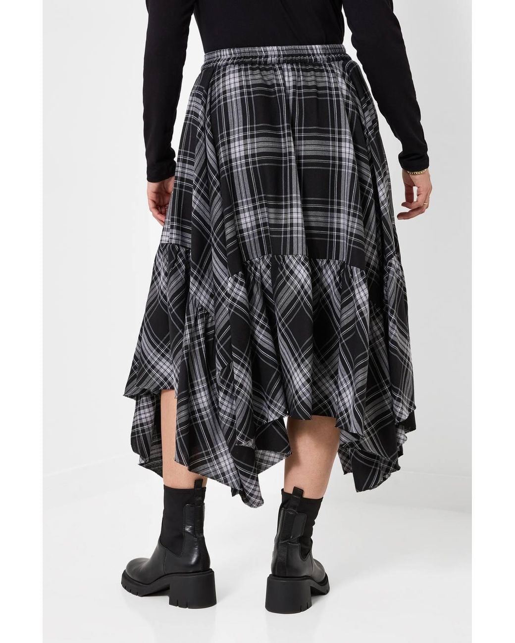 Joe Browns Gray Checked Asymmetric Hem Maxi Skirt