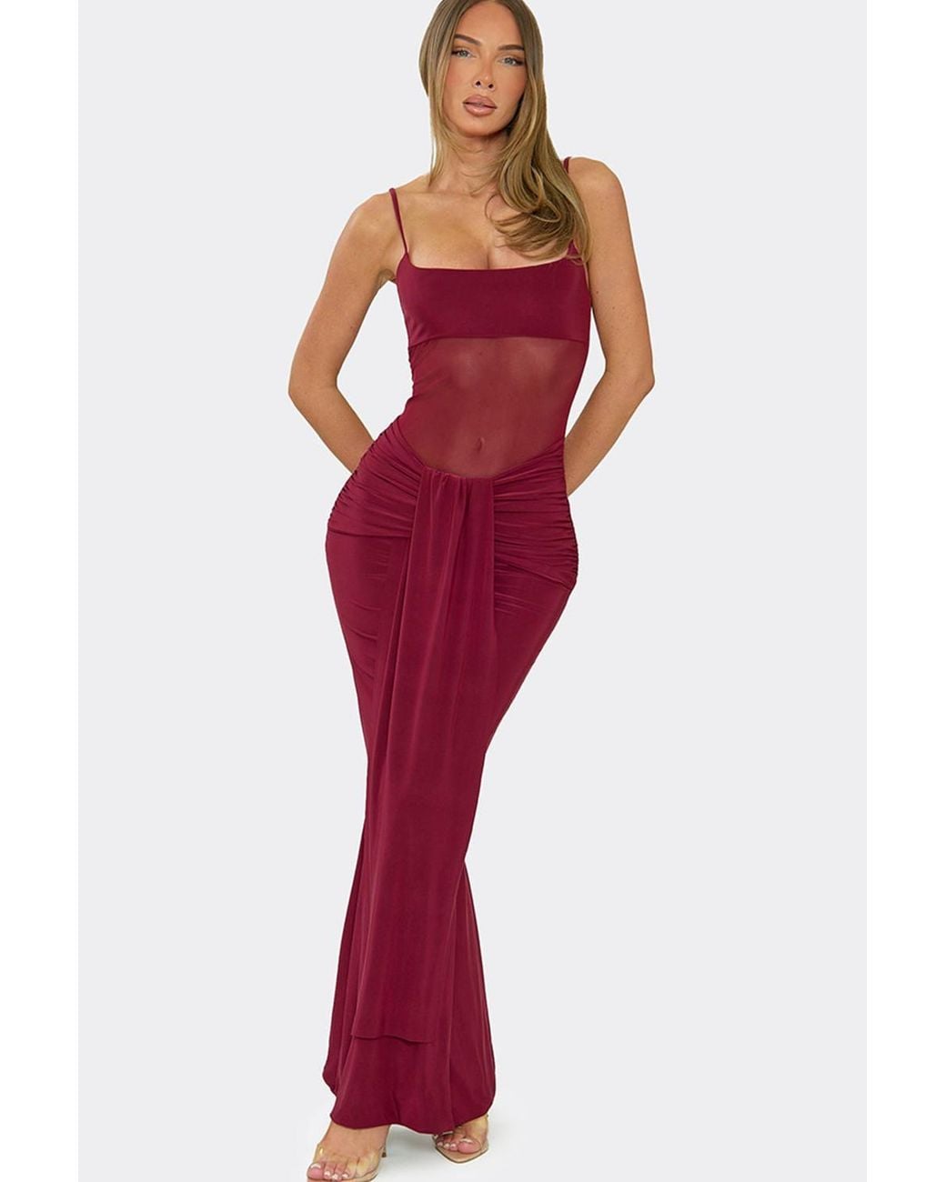 EGO Red Strappy Drape Maxi Dress