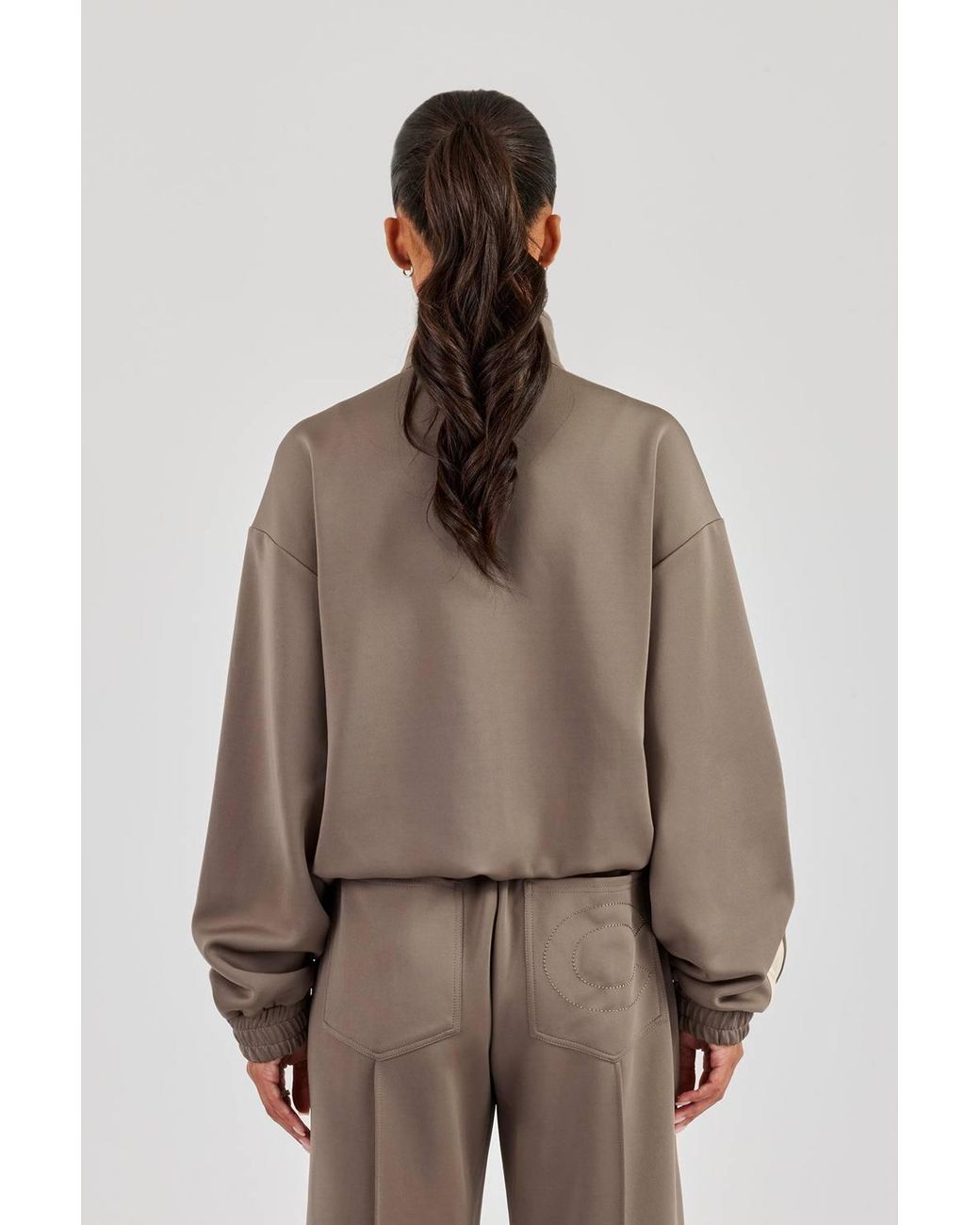 CERNUCCI Brown Funnel Neck Taping Zip Through Track Jacket