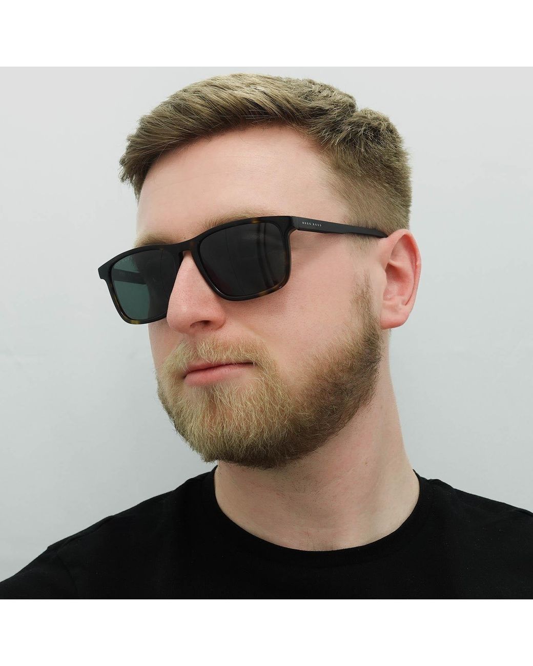 Boss Green Square Dark Havana Sunglasses for men