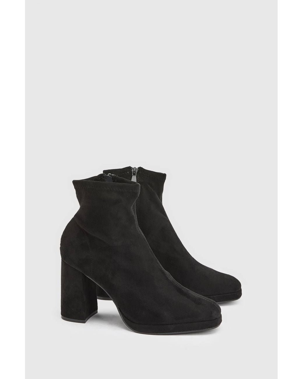Oasis Black Sienna Faux Suede High Block Heel Ankle Boots