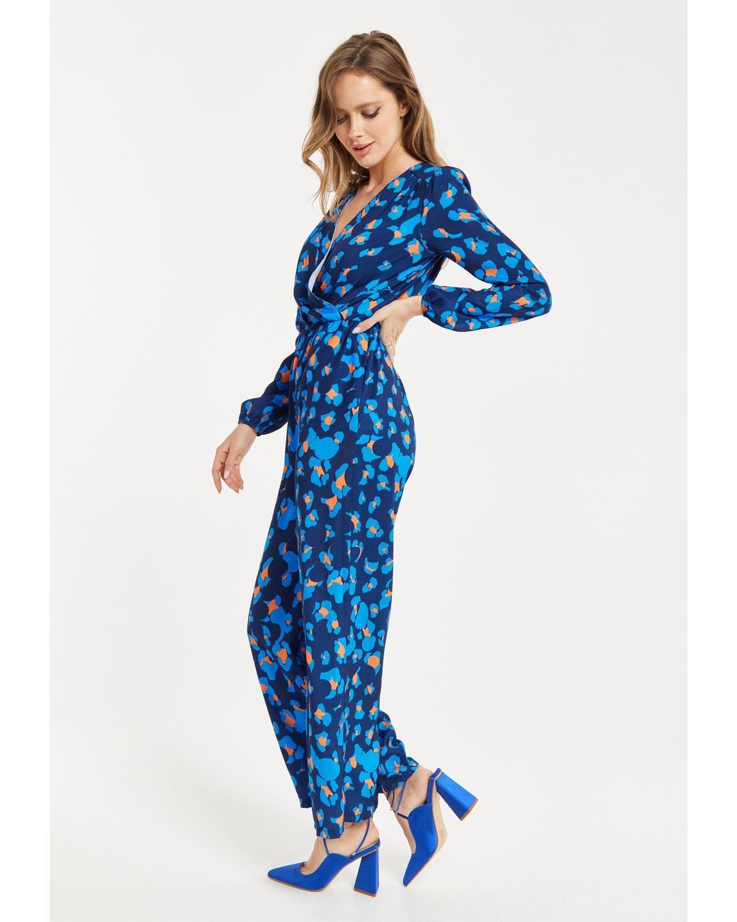 Liquorish Blue Abstract Print Jumpsuit