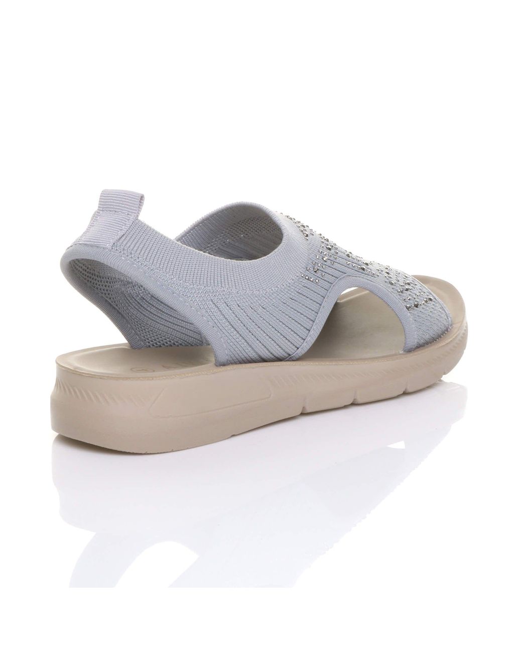 AJVANI Gray Low Wedge Heel Slingback Diamante Summer Holiday Comfort Sandals