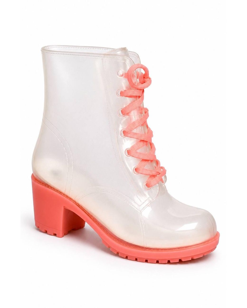 Spot on Pink Lace Up Block Heel Ankle Boots