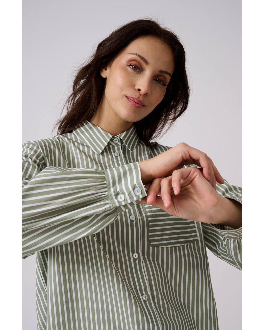 DAMART Gray Stripe Over Shirt