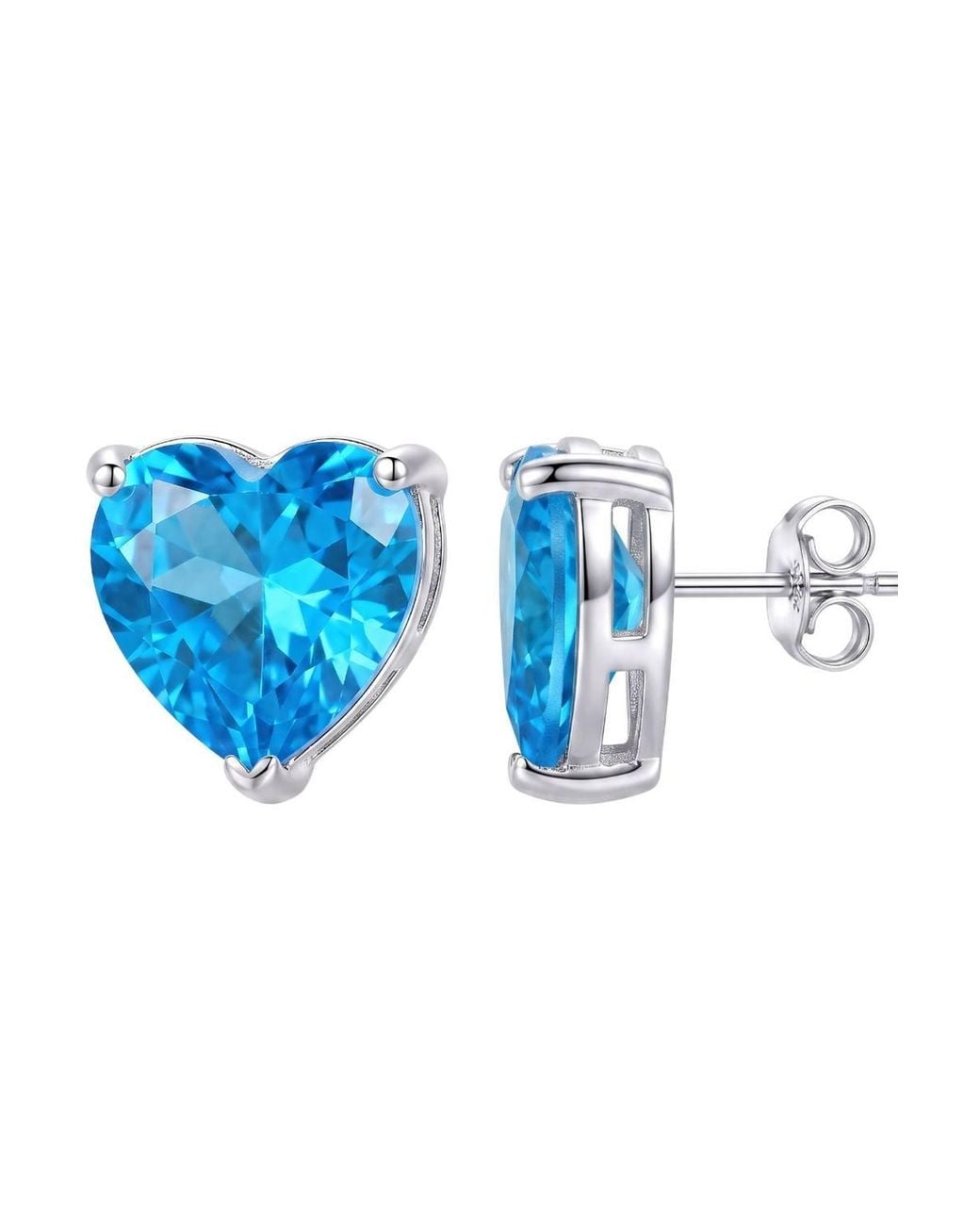 Latelita London Blue Amore Heart Topaz Stud Earrings