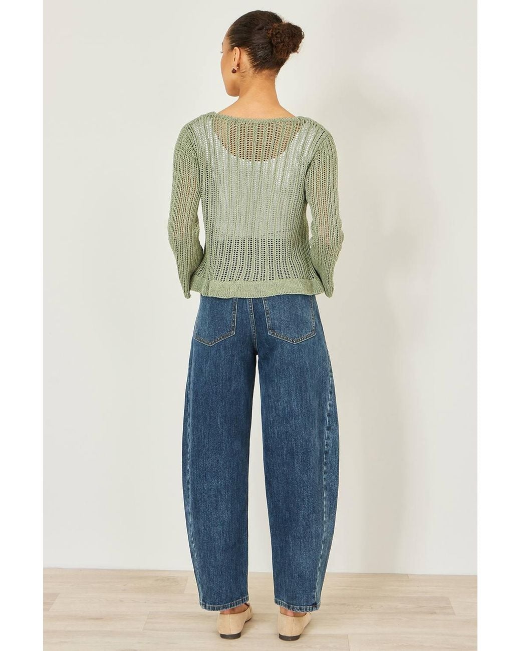 Yumi' Green Tie Front Pointelle Cardigan