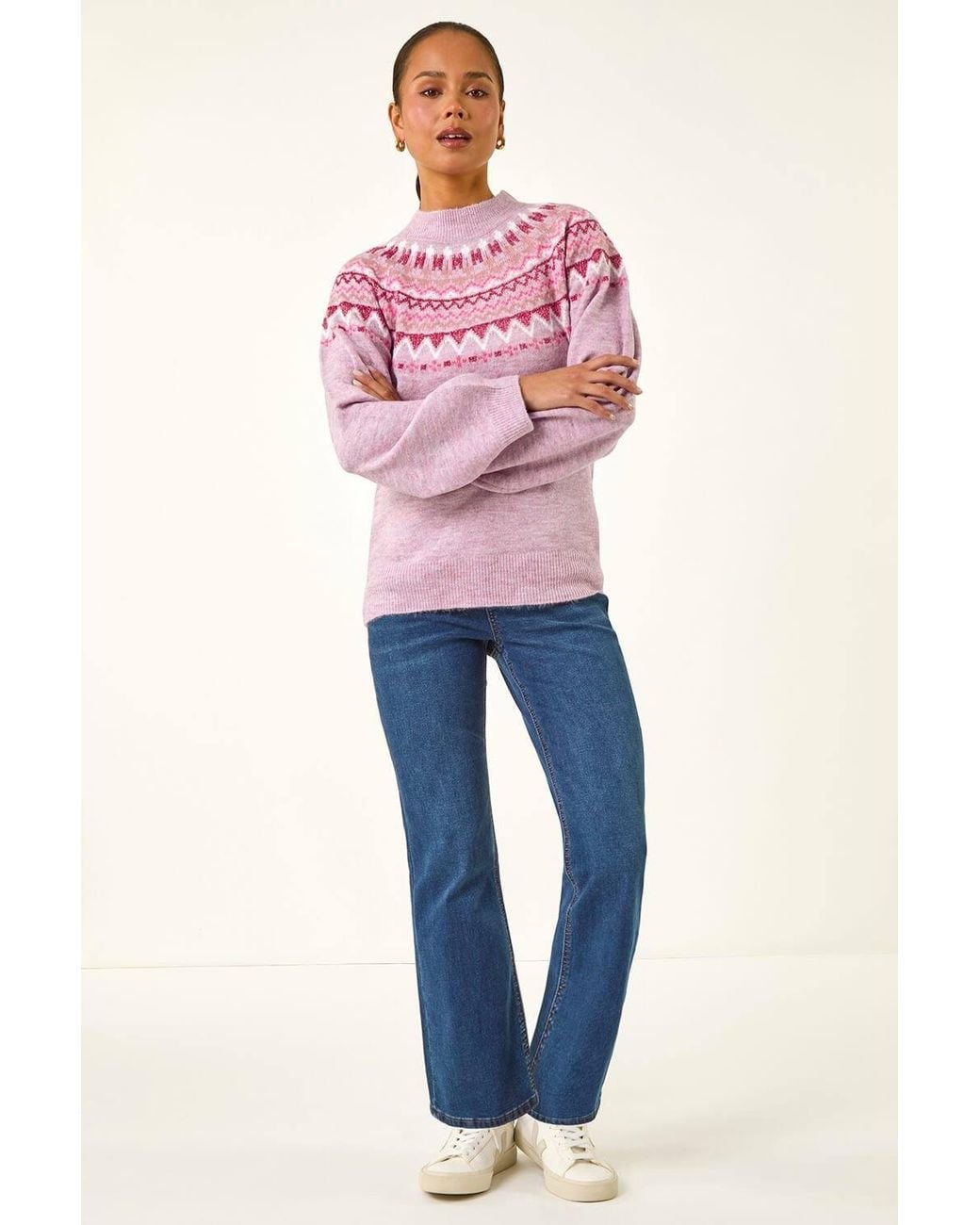 Roman Pink Petite Fairisle Knit Jumper