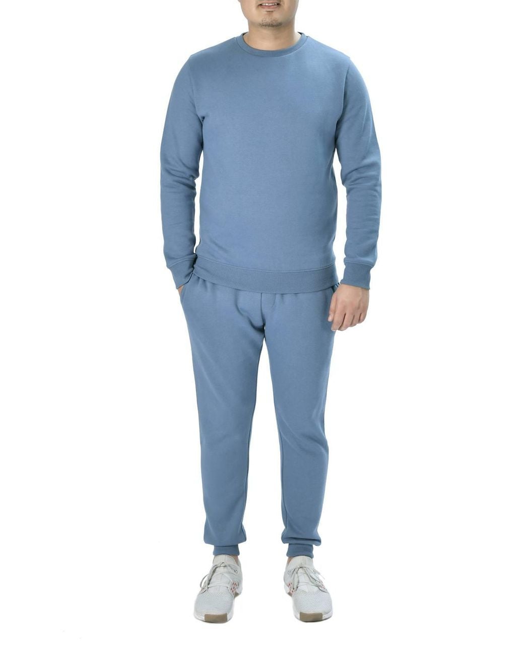Smart Living Blue Classic Plain Crew Neck Long Sleeve Pullover Sweatshirt Jumper for men
