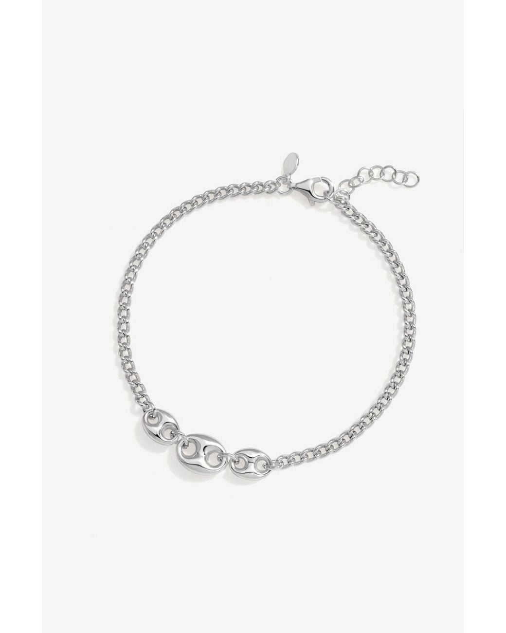 Simply Silver White Sterling Plated Polished Link Bracelet