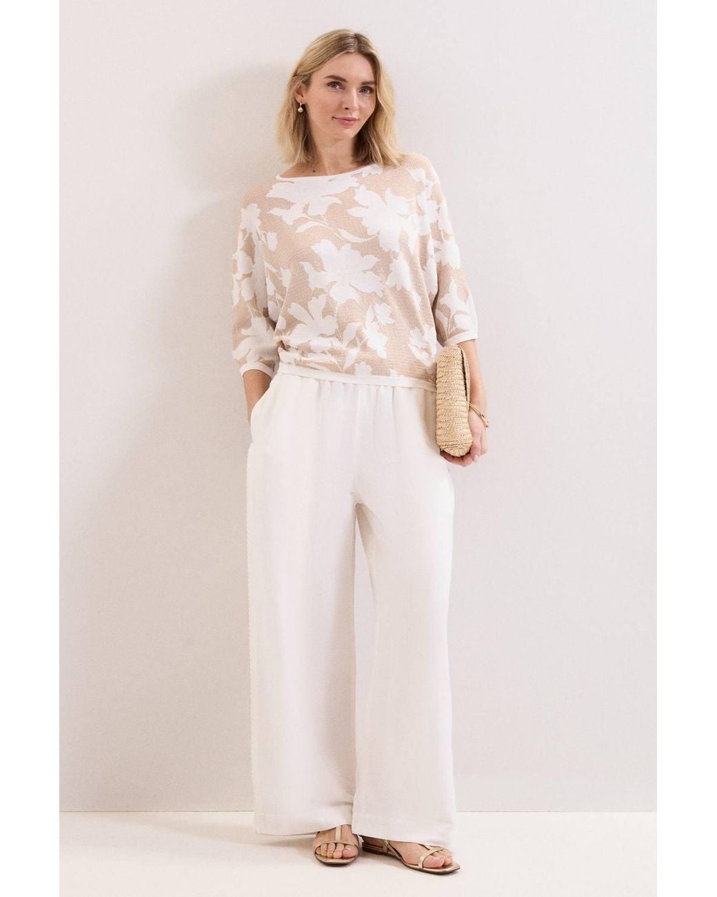 Phase Eight White Batwing Knitted Jumper