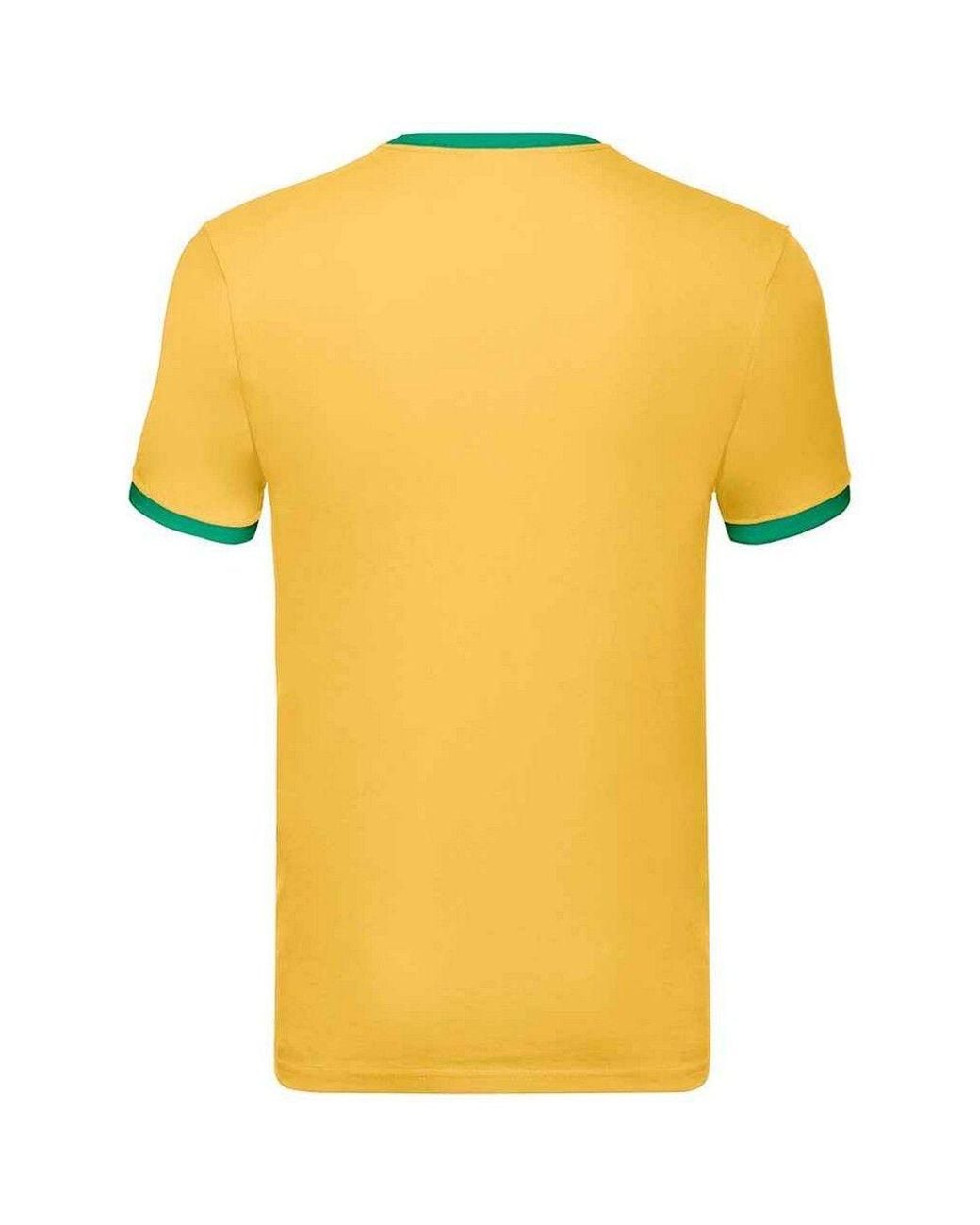 Fruit Of The Loom Yellow Ringer Contrast T-Shirt for men